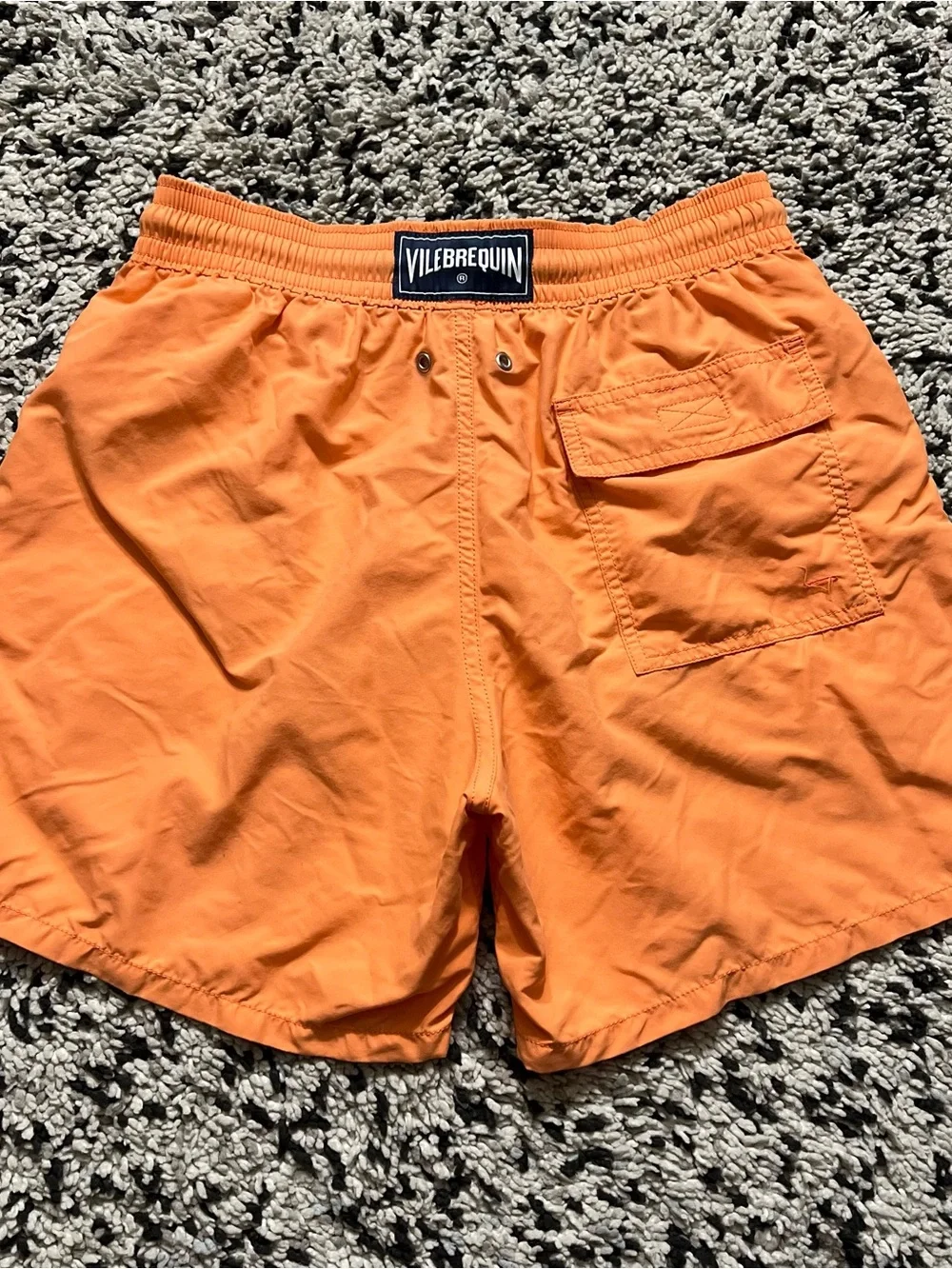 Vilebrequin Men’s Swim Trunk Shorts 5” Inseam Orange Drawstring Stretch Waist